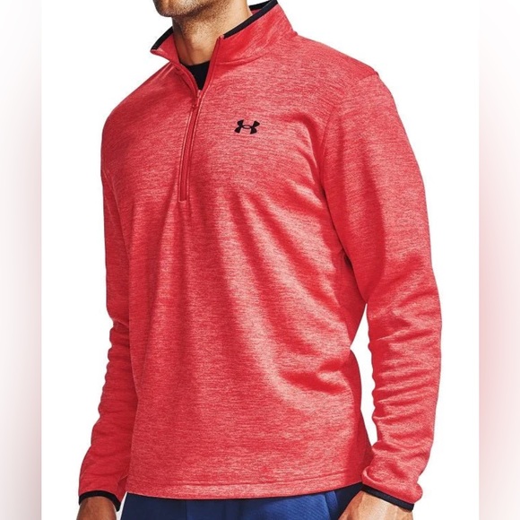 NWT Under Armour Men's Armour Fleece 1/2 Zip Pullover - Red - Picture 4 of 14